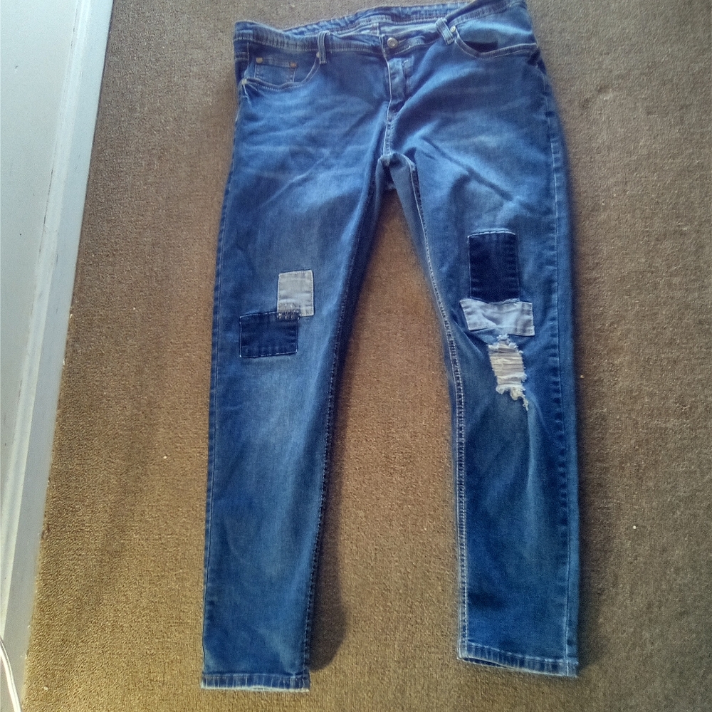JEAN UNBRANDED SIZE  XL  36 WAIST Blue Patchwork Women Jeans